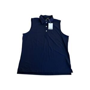 RNWK Renwick Sport Solid Performance Sleeveless Polo Navy Size‎ L NWT Retail $75
